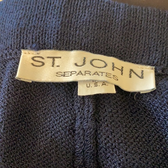St.John Santana Knit Stirrup Pants High Rise Navy 8 - Picture 4 of 5